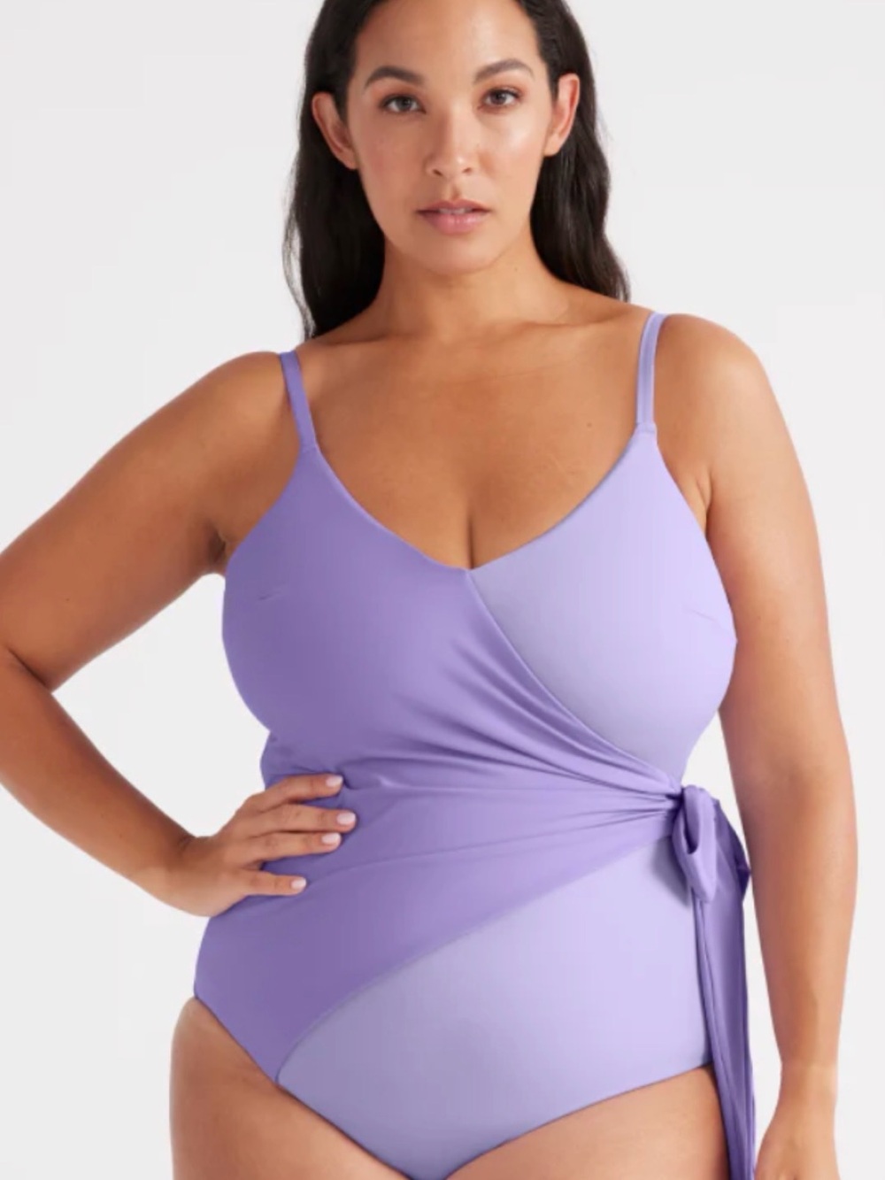 knix Lilac Two-Tone Wrap One-Piece Swimsuit